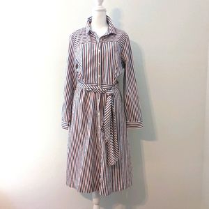J. Crew Red and Blue Striped Shirt Dress Size 14